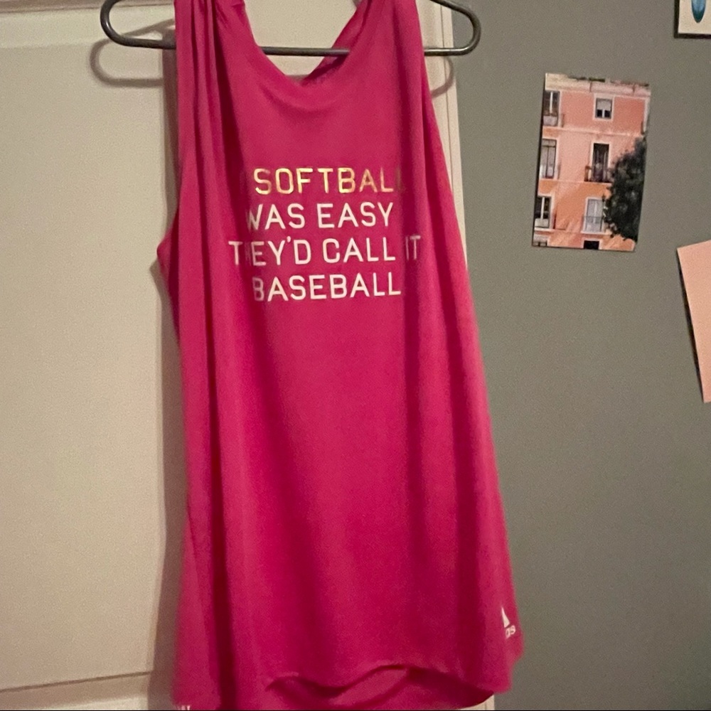 Thick Strap Pink Adidas Softball Tank